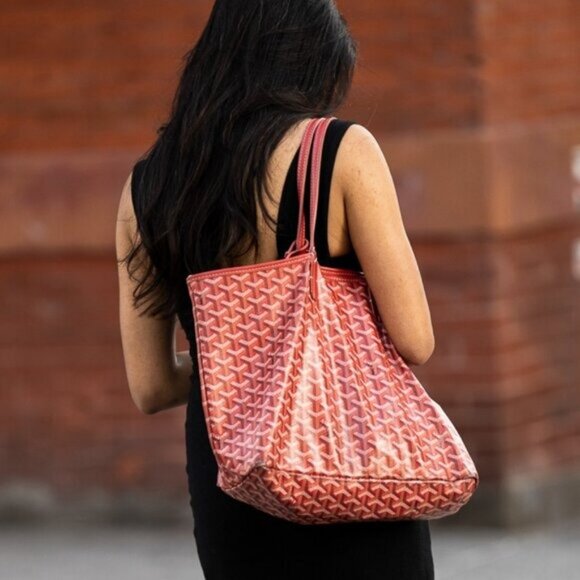 Goyard St Louis GM Red Shoulder Tote Bag & Pouch Goyardine Saint Louis Purse - Picture 4 of 13